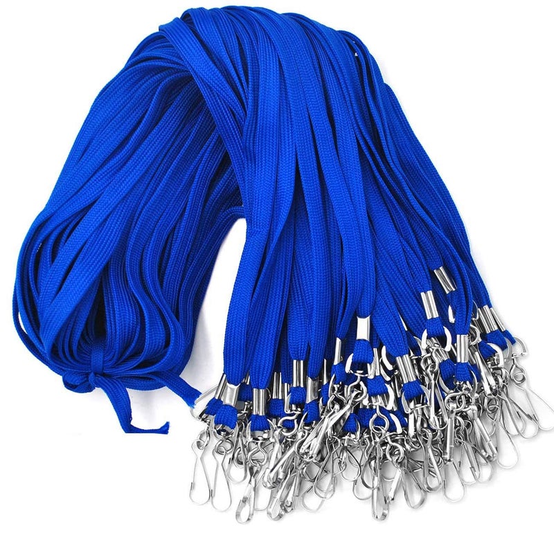 Beebel Lanyards 100 Pack Blue Lanyards with Swivel Hook Clips for ID Name Badge Holder - Image 1